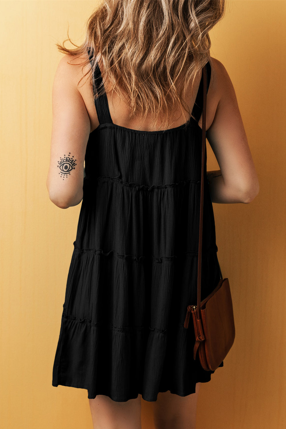 Black Button Down Tiered Dress