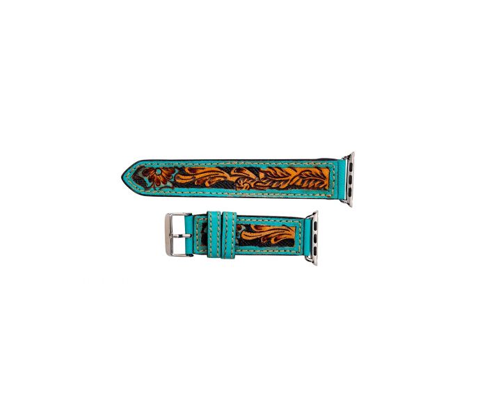 Myra Flora Falls Hand-tooled Leather Watchband