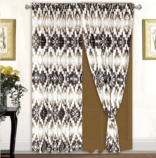 Brown Navajo Buffalo Curtain Set