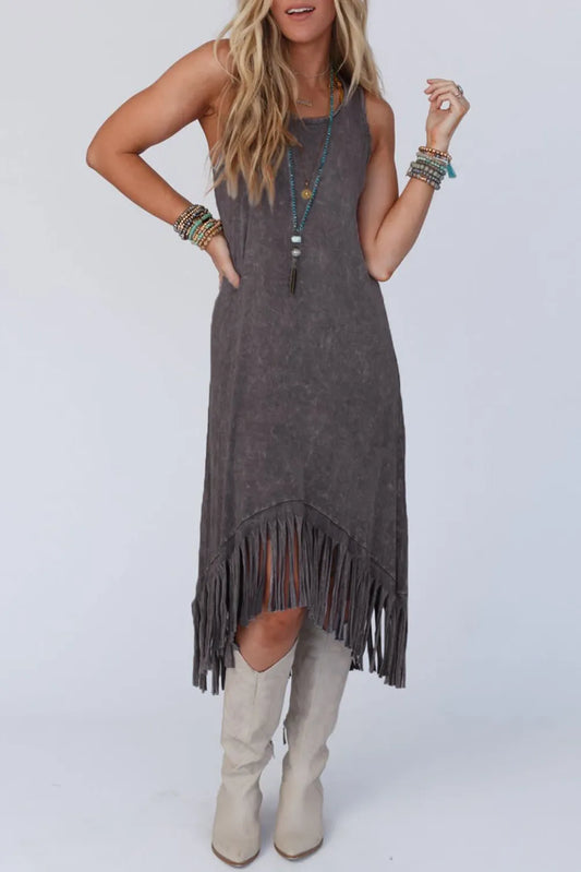 Gray Fringe Dress