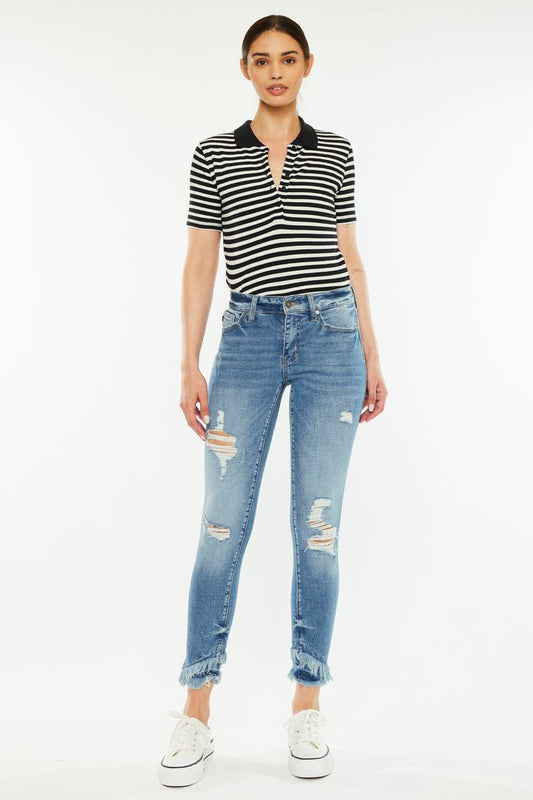 Kancan Mid Rise Distressed Jeans