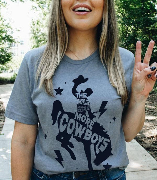 World Needs More Cowboys Short Sleeve T-shirt
