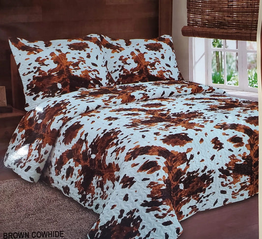 Tricolor Brindle 3pc Bedspread Set Quilt