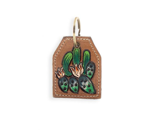 Myra Prickly Pear Party Hand-tooled Leather Key Fob