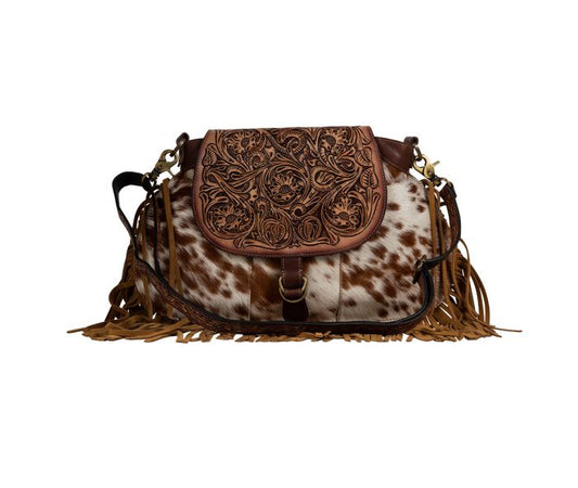 Myra Classic Country Fringed Hand-Tooled Bag