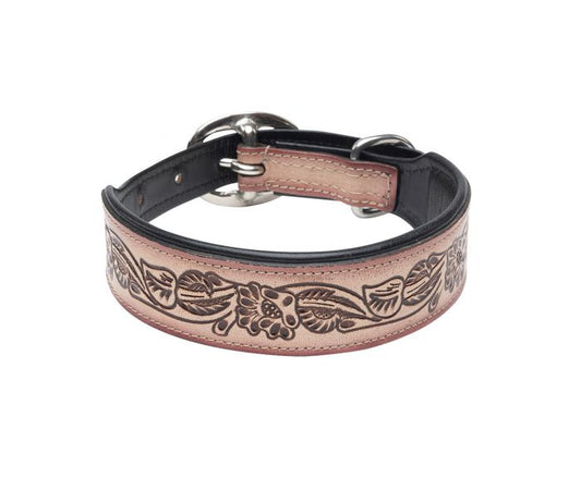Myra Cow Dog Trail Hand-tooled Dog Collar
