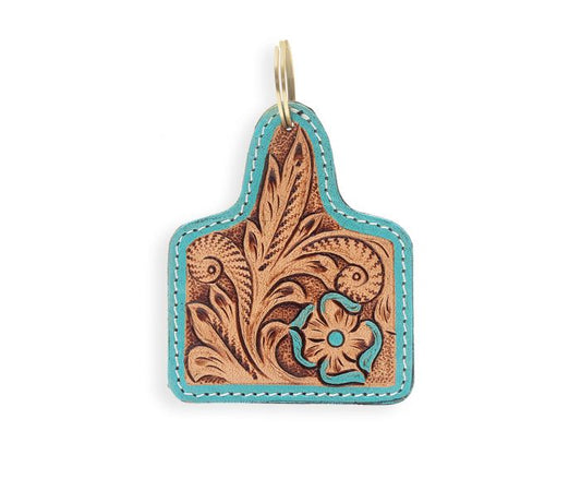 Myra Desert Spring Hand-tooled Leather Key Fob