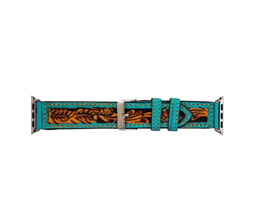 Myra Flora Falls Hand-tooled Leather Watchband