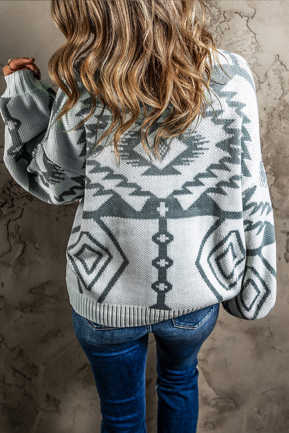 Gray Aztec Sweater Cardigan