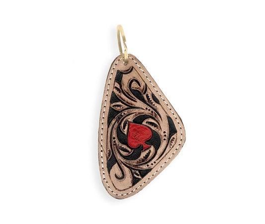 Myra The Red Spade Hand-tooled Leather Key Fob