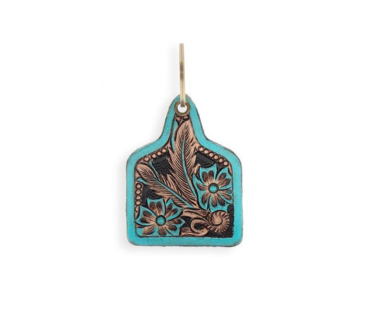Myra Twilight's First Bloom Hand-tooled Leather Key Fob